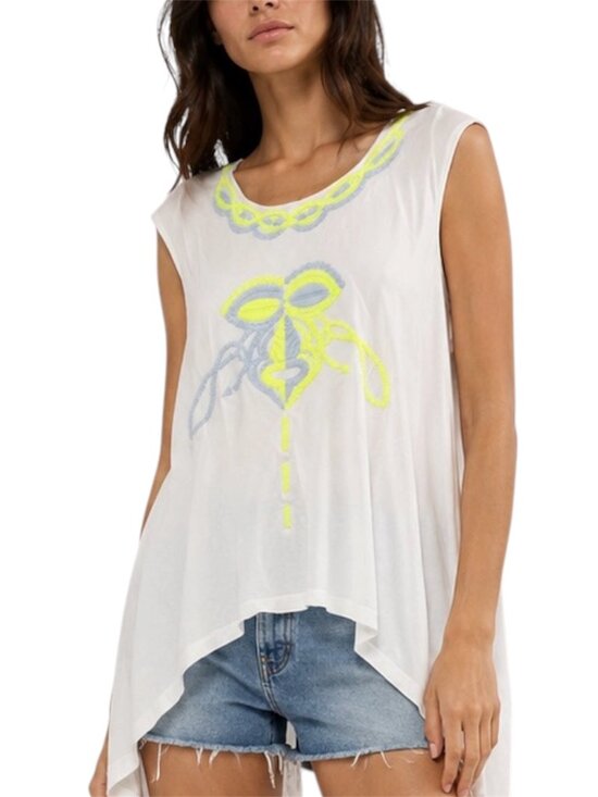 english rose Tops - Size S English Rose Cream Embroidered Boho Flowy Tunic Blouse